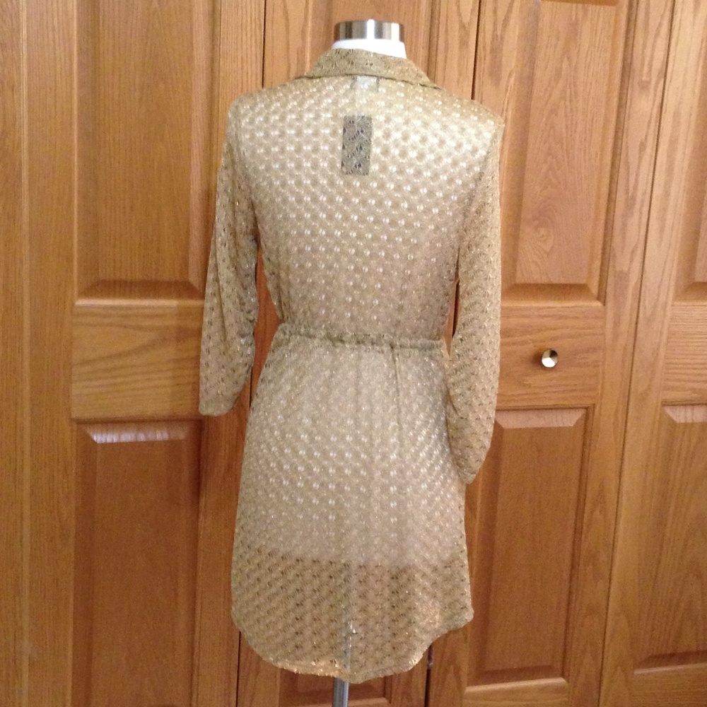 ELIF for Jordan Taylor - Sheer Gold Cover-Up - NEW with Tag - Picture 2 of 8